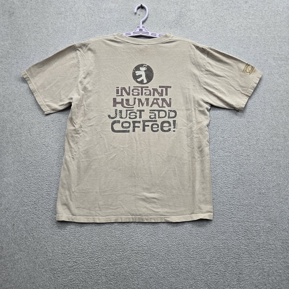Crazy Shirts Men Shirt L Beige Humor Tee Instant Human Just Add Coffee